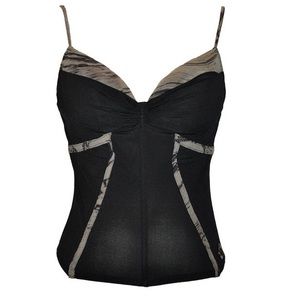 Just Cavalli brown silk bustier top.